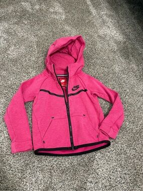 Nike Toddler Hot Pink Full-Zip Hooded Sweatshirt with Black Trim 3T
